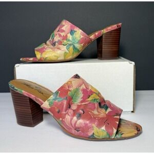PATRICIA NASH Poema Leather Floral Mules/Open Toe Slides Women's 8.5 EUC